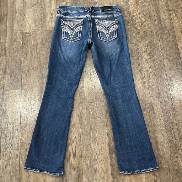 Vigoss NEW YORK SLIM BOOT Cut Size 7/8 Blue Mid Rise Jeans Denim Pants 31x30 - Picture 9 of 13